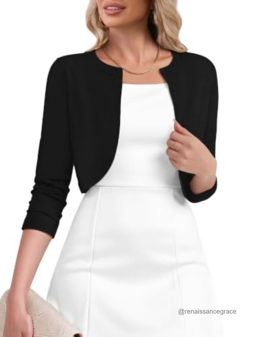 Women's Cropped Knit Cardigan Shrug Lightweight 3/4 Sleeve Casual Top